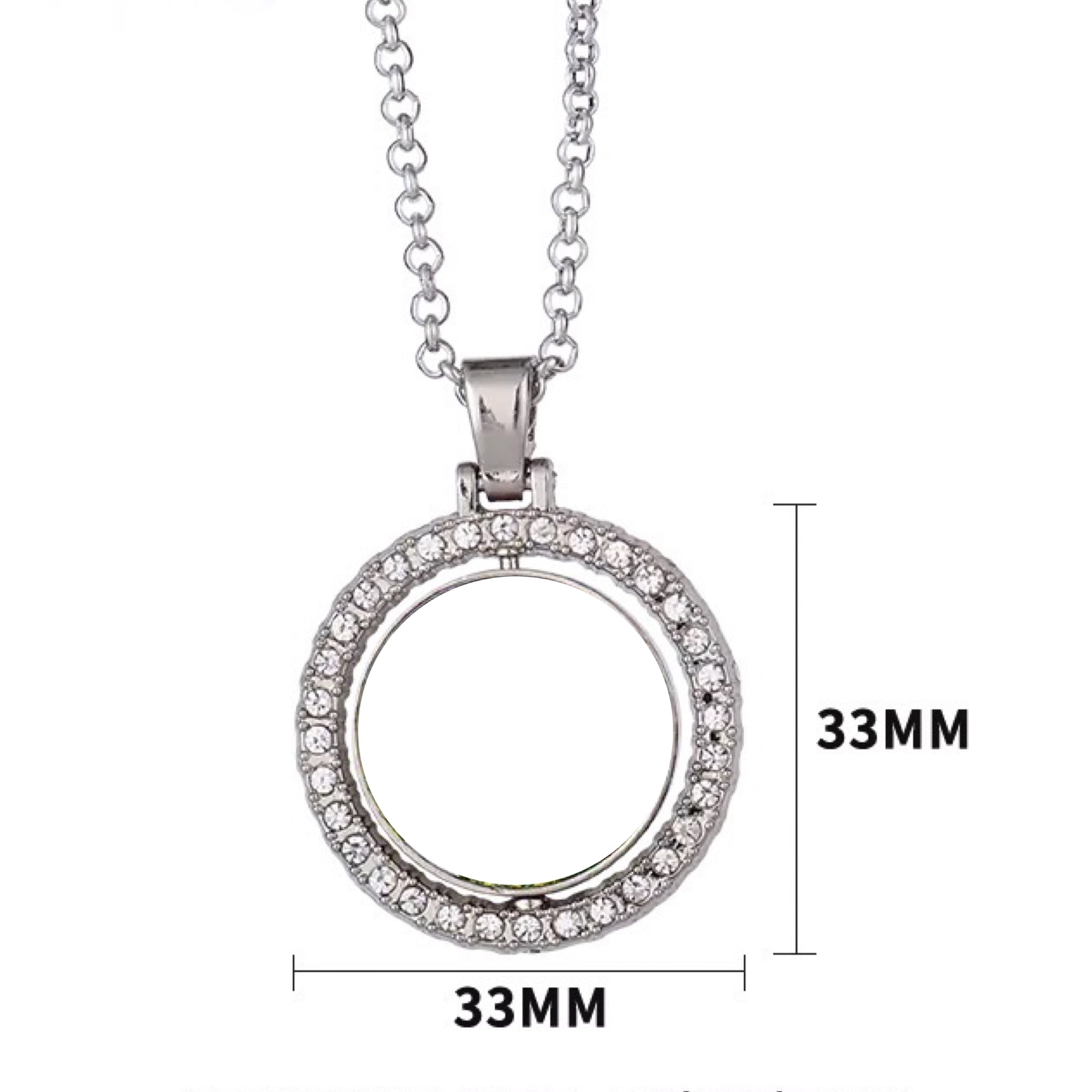 Sublimation 25mm Circle Jewelry Gold Colored w/Chain, Includes Insert