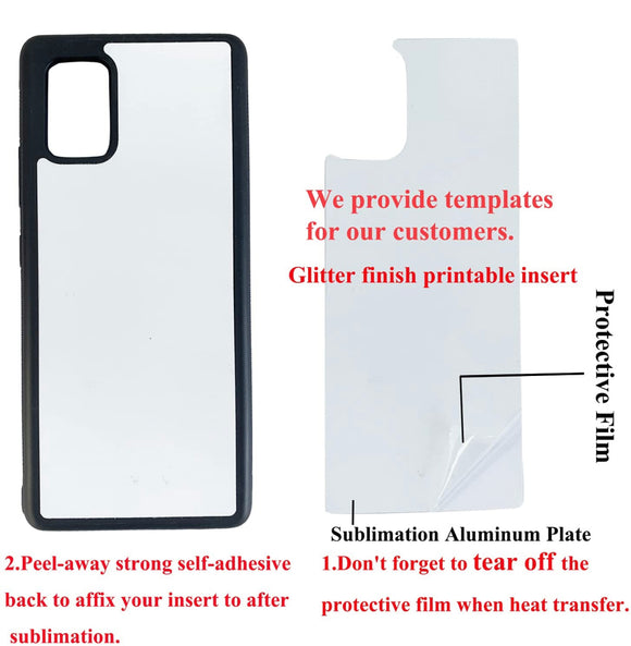 SublimationA71 Samsung Galaxy A71 5G (2020),2 in 1 2D Soft Rubber TPU Blank Easy to Sublimate DIY Customize Phone Case Cover Glitter Finish