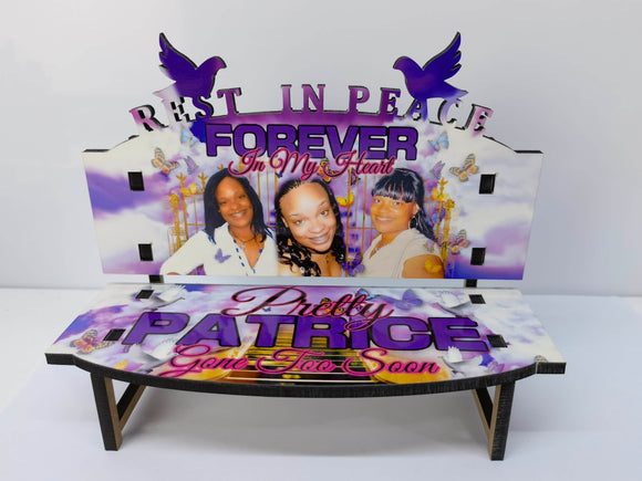 14” Sublimation REST IN PEACE MDF memorial bench