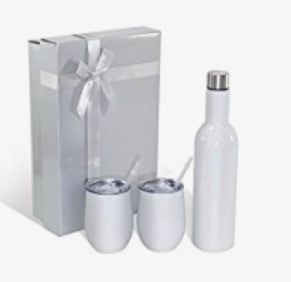 Stainless Steel Wine Bottle Cooler Set with 12oz Insulated Wine Tumblers