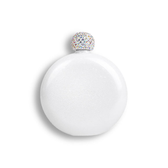 Sublimation Round White Flask with Rhinestone Bling Top/5oz