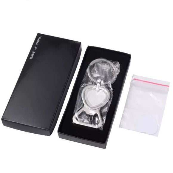 Metal sublimation heart bottle opener keychain with box