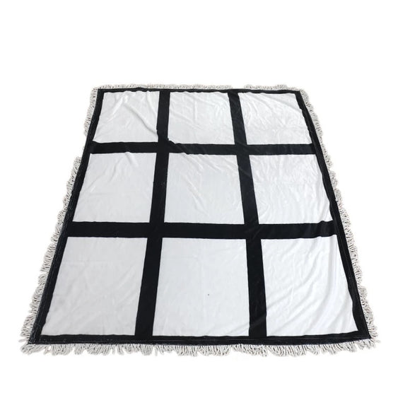 Sublimation HEAVY WEIGHTFleece 9 Panel Blanket WITH tassels