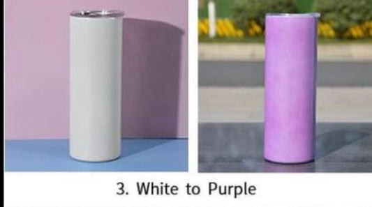 Purple 20oz Skinny Sublimation GLOW+ Uv color changing STRAIGHT Tumbler We Sub’N