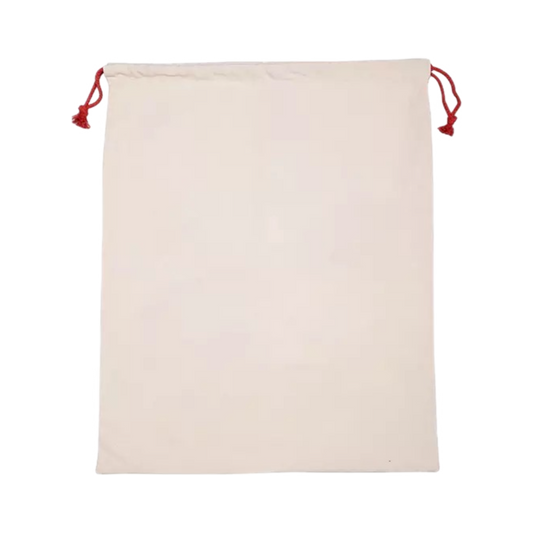 Sublimation LARGE (red string)faux Burlap/Canvas Santa Sack (BLANK) We Sub’N