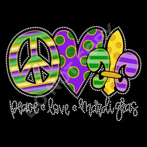 RHINESTONE PEACE ☮️ LOVE ❤️ Mardi Gras  #86