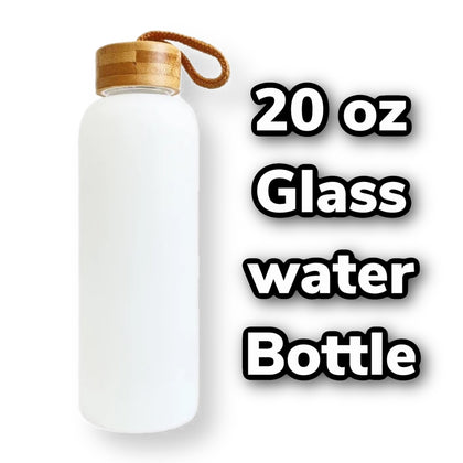 20 oz Sublimation frosted WATER BOTTLE w/ bamboo lid